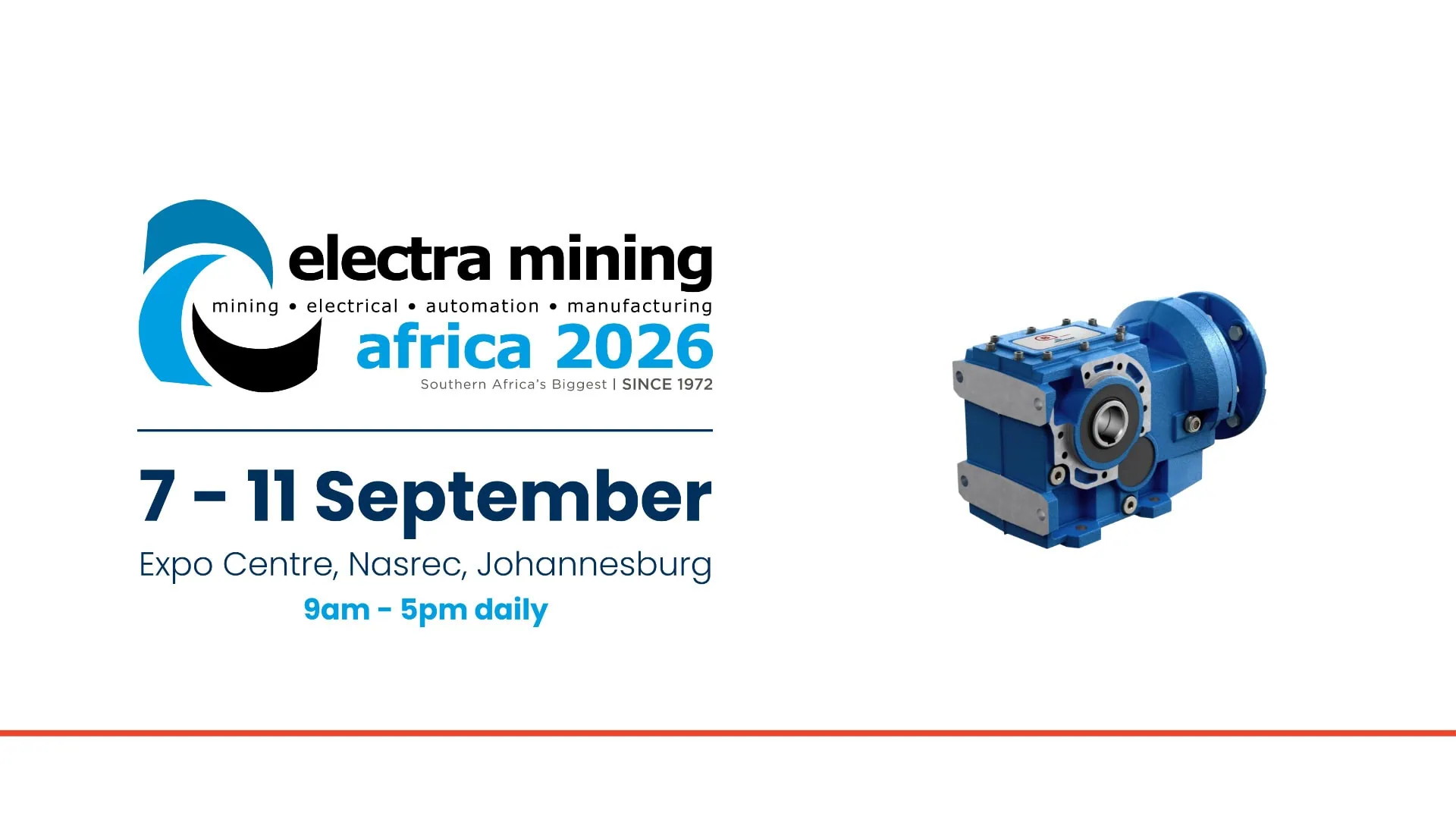 Madacan Africa returns to Electra Mining Africa 2026 (7–11 Sept, JHB Expo Centre). Visit Hall 2, Stand D15 for the full Motovario drive solutions range.