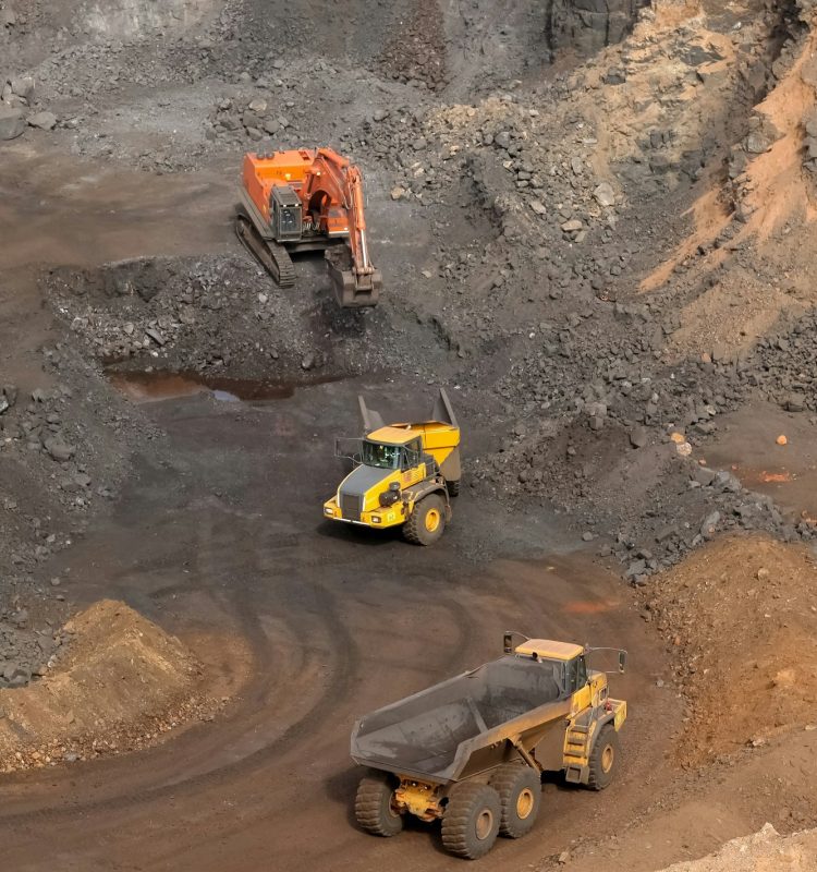Vertical shot of platinum mining machinery in a site in South Africa