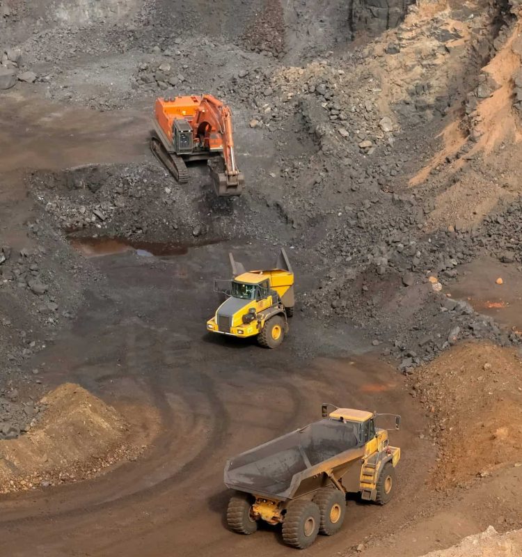 Vertical shot of platinum mining machinery in a site in South Africa